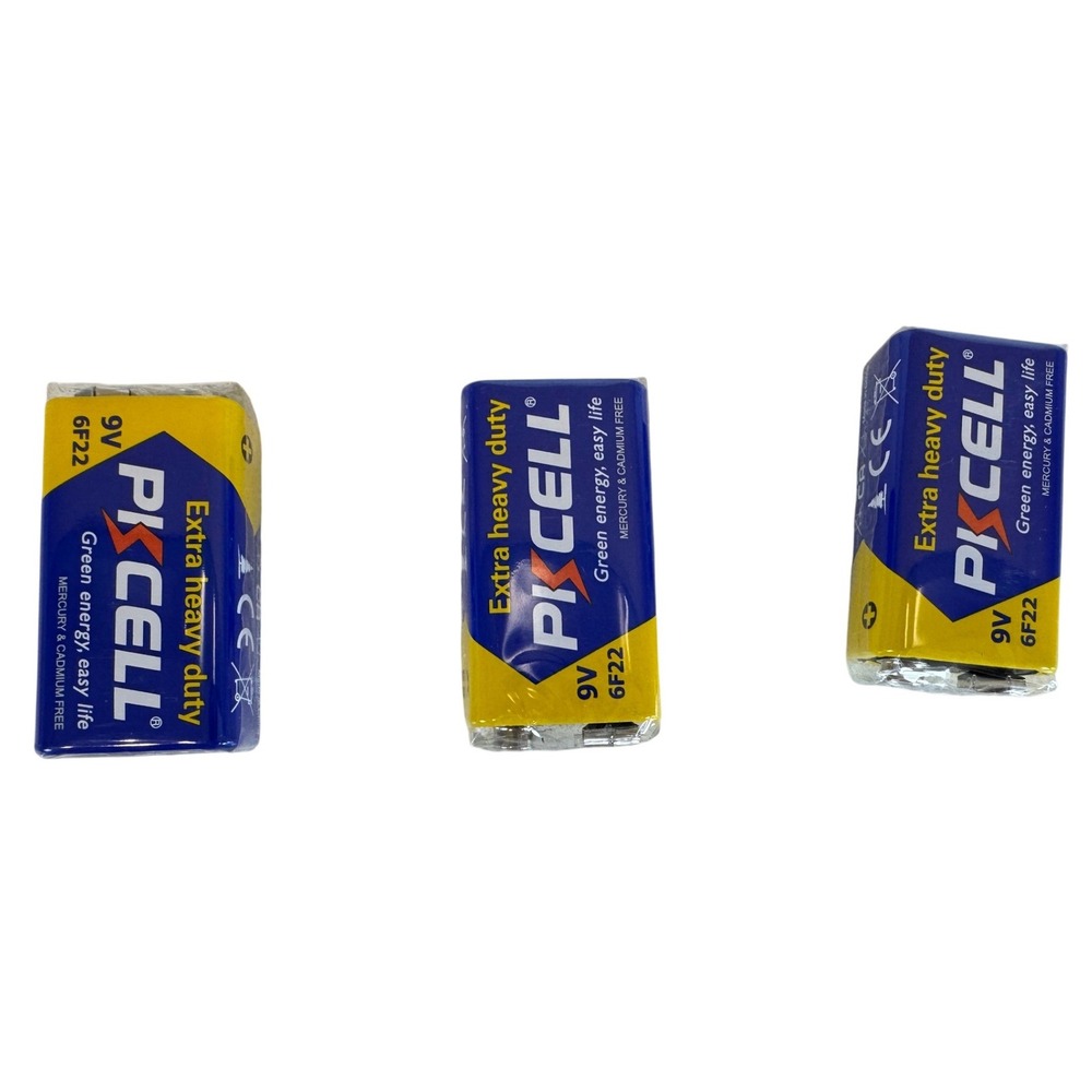 PKCELL 9V 6F22 Extra Heavy Duty Carbon Zinc Batteries Long Life 4 Pack